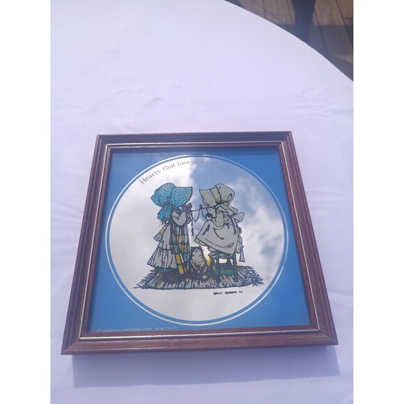 Holly Hobbie Mirror Set Vintage 1970s Decorated And Frames Made In England - Picture 6 of 9